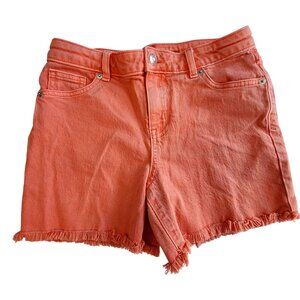 Cat & Jack Coral Orange Womens Size  XL (14) High-Rise Frayed Hem Denim Shorts